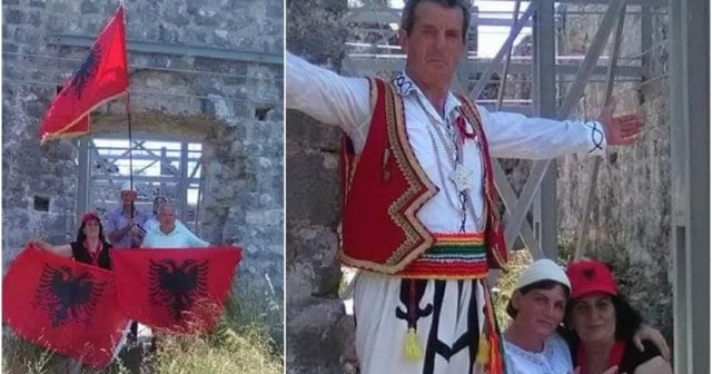 Shqiptarët vendosin flamurin kuq e zi në kishën ilire në Ulqin (FOTO)
