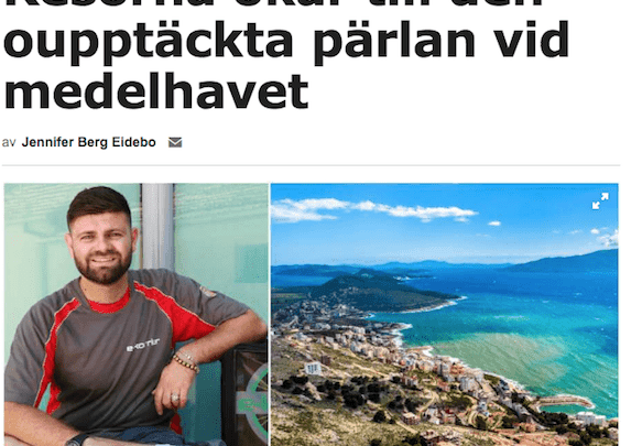 Gazeta suedeze: Udhëtimet për në Shqipëri po rriten me një ritëm të furishëm. Fqinji më pak i njohur i Greqisë ka shumë për të ofruar Gazeta suedeze: Udhëtimet për në Shqipëri po rriten me një ritëm të furishëm. Fqinji më pak i njohur i Greqisë ka shumë për të ofruar