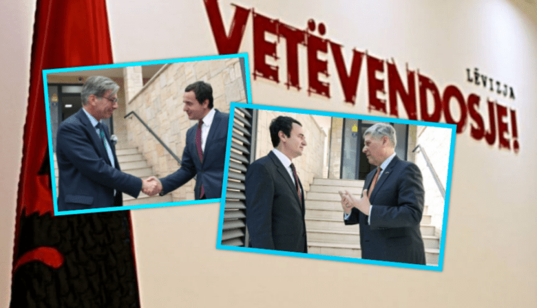 Ambasadorët me të fuqishëm në Kosovë refuzojnë flamurin shqiptar, fotografohen me Kurtin jashtë zyrës së VV’së
