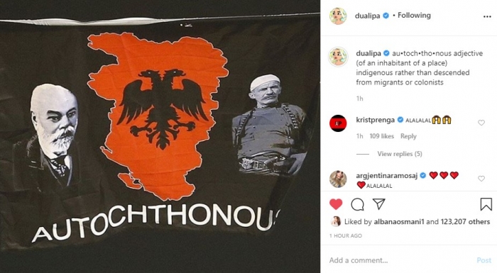 Dua Lipa i bën krenar gjithë shqiptarët, e poston flamurin “Autochthonous” për 48 milion ndjekësit e saj Dua Lipa i bën krenar gjithë shqiptarët, e poston flamurin “Autochthonous” për 48 milion ndjekësit e saj