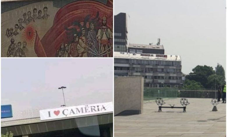 Policët në Shkup heqin posterat në nderim të Çamërisë Policët në Shkup heqin posterat në nderim të Çamërisë