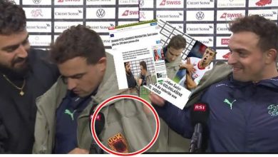 Me xhaketën e UÇK-së mbi shpatulla! “Tërbohen” mediat në serbe me Xherdan Shaqirin: Skandal Me xhaketën e UÇK-së mbi shpatulla! “Tërbohen” mediat në serbe me Xherdan Shaqirin: Skandal