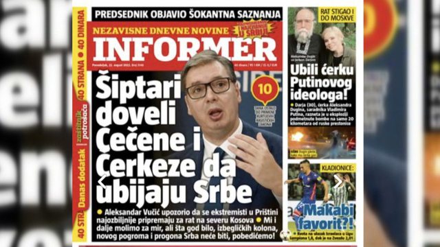 “Sulme dhe mercenarë çeçenë”, mediat serbe fushatë për të nxitur tensione në Kosovë “Sulme dhe mercenarë çeçenë”, mediat serbe fushatë për të nxitur tensione në Kosovë