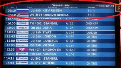 Aeroporti i Beogradit shfaq fluturime drejt “Kosovës serbe” dhe “Kievit rus””, investigimi i DW: Provokim i qëllimshëm Aeroporti i Beogradit shfaq fluturime drejt “Kosovës serbe” dhe “Kievit rus””, investigimi i DW: Provokim i qëllimshëm